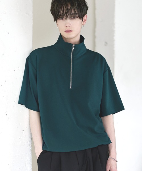 ETELIO（エテリオ）の「【26SS】梨地ハーフジップドローコードTシャツ（Tシャツ/カットソー・メンズ・チャコール/ネイビー/ホワイト/ブラック/ブルーグリーン/ワイン・S/M/L/XL）」の12枚目の写真