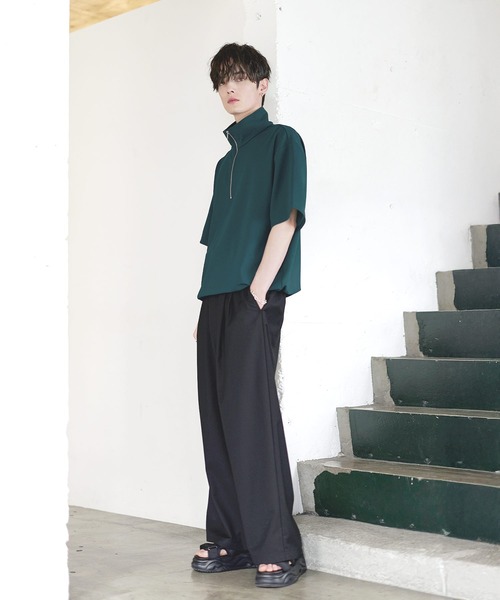 ETELIO（エテリオ）の「【26SS】梨地ハーフジップドローコードTシャツ（Tシャツ/カットソー・メンズ・チャコール/ネイビー/ホワイト/ブラック/ブルーグリーン/ワイン・S/M/L/XL）」の17枚目の写真