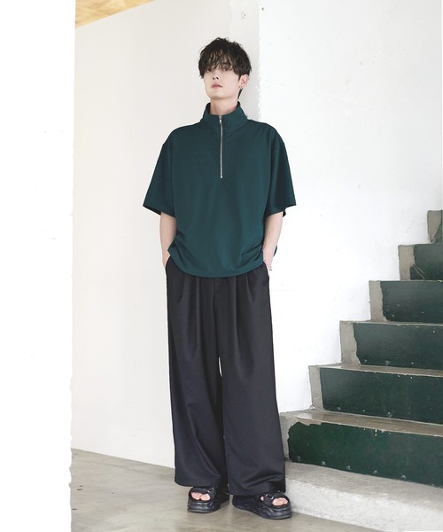 ETELIO（エテリオ）の「【26SS】梨地ハーフジップドローコードTシャツ（Tシャツ/カットソー・メンズ・チャコール/ネイビー/ホワイト/ブラック/ブルーグリーン/ワイン・S/M/L/XL）」の18枚目の写真