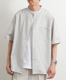 DANTON(�_���g��)�́yDANTON/�_���g���zBAND COLLAR SHIRT SS 26SS�iDT-JD3788 SCP�j(�V���c/�u���E�X)