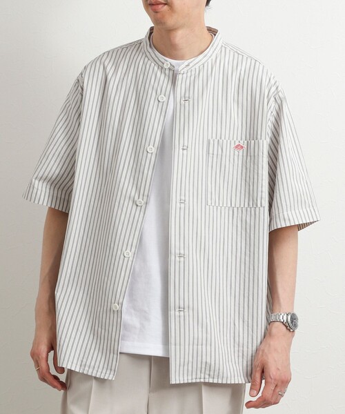 DANTON(ダントン)の「【DANTON/ダントン】BAND COLLAR SHIRT SS 26SS(DT-JD3788 SCP)(シャツ/ブラウス・メンズ・ホワイト系その他5・38/40/42/44)」の1枚目の写真