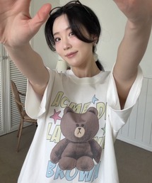 acme de la vie | 【日本未発売/WEB限定】acme de la vie(アクメドラビ)/ラインフレンズ コラボ ブラウン スター Tシャツ 半袖 クルーネック/LINE FRIENDS BROWN STAR SHORT SLEEVE T-SHIRT(Tシャツ/カットソー)