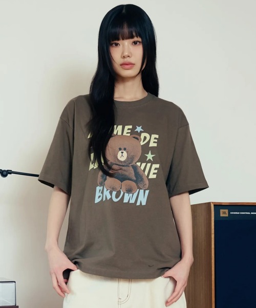 acme de la vie(アクメドラビ)の「【日本未発売/WEB限定】acme de la vie(アクメドラビ)/ラインフレンズ コラボ ブラウン スター Tシャツ 半袖 クルーネック/LINE FRIENDS BROWN STAR SHORT SLEEVE T-SHIRT(Tシャツ/カットソー・レディース・ブラウン/ブラック/クリーム・M/L)」の8枚目の写真