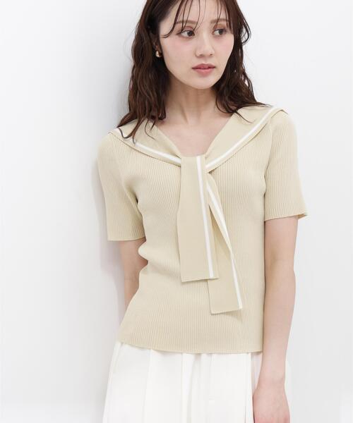PROPORTION BODY DRESSING（プロポーションボディドレッシング）の「セーラーカラーニットトップス / 1216170500（ニット/セーター・レディース・ホワイト/ブラック/イエロー・FREE）」の3枚目の写真