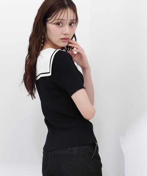 PROPORTION BODY DRESSING（プロポーションボディドレッシング）の「セーラーカラーニットトップス / 1216170500（ニット/セーター・レディース・ホワイト/ブラック/イエロー・FREE）」の5枚目の写真