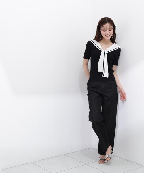 PROPORTION BODY DRESSING（プロポーションボディドレッシング）の「セーラーカラーニットトップス / 1216170500（ニット/セーター・レディース・ホワイト/ブラック/イエロー・FREE）」の6枚目の写真