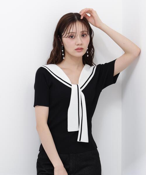 PROPORTION BODY DRESSING（プロポーションボディドレッシング）の「セーラーカラーニットトップス / 1216170500（ニット/セーター・レディース・ホワイト/ブラック/イエロー・FREE）」の8枚目の写真