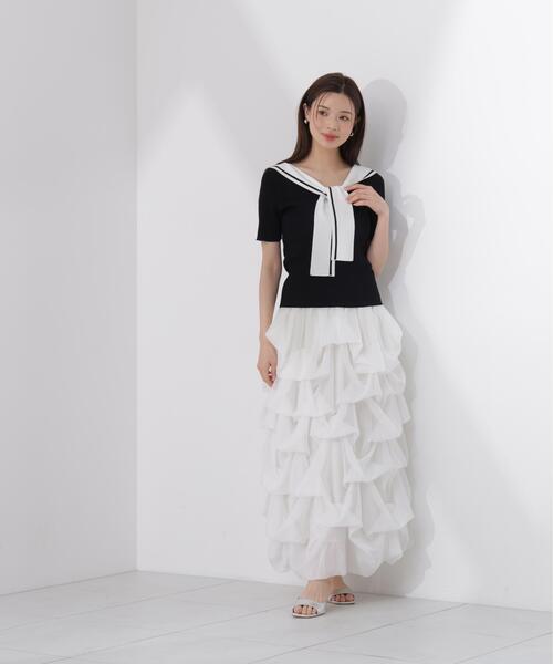 PROPORTION BODY DRESSING（プロポーションボディドレッシング）の「セーラーカラーニットトップス / 1216170500（ニット/セーター・レディース・ホワイト/ブラック/イエロー・FREE）」の9枚目の写真