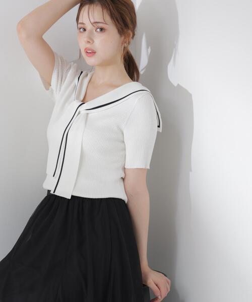 PROPORTION BODY DRESSING（プロポーションボディドレッシング）の「セーラーカラーニットトップス / 1216170500（ニット/セーター・レディース・ホワイト/ブラック/イエロー・FREE）」の6枚目の写真