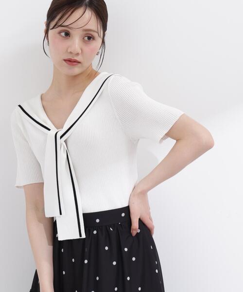 PROPORTION BODY DRESSING（プロポーションボディドレッシング）の「セーラーカラーニットトップス / 1216170500（ニット/セーター・レディース・ホワイト/ブラック/イエロー・FREE）」の8枚目の写真