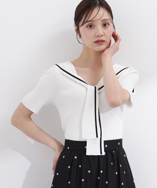 PROPORTION BODY DRESSING（プロポーションボディドレッシング）の「セーラーカラーニットトップス / 1216170500（ニット/セーター・レディース・ホワイト/ブラック/イエロー・FREE）」の9枚目の写真