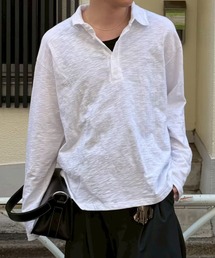 Chikashitsu + | 【Chikashitsu +】sheer cotton polo long sleeve / 【チカシツプラス】シアーコットン長袖ポロシャツ<着用動画あり>(ポロシャツ)