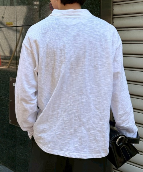 Chikashitsu +(チカシツプラス)の「【Chikashitsu +】sheer cotton polo long sleeve / 【チカシツプラス】シアーコットン長袖ポロシャツ<着用動画あり>(ポロシャツ・メンズ・チャコール/ホワイト/ブラック・ONE SIZE)」の18枚目の写真