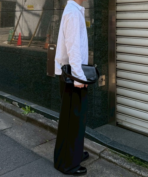 Chikashitsu +(チカシツプラス)の「【Chikashitsu +】sheer cotton polo long sleeve / 【チカシツプラス】シアーコットン長袖ポロシャツ<着用動画あり>(ポロシャツ・メンズ・チャコール/ホワイト/ブラック・ONE SIZE)」の14枚目の写真