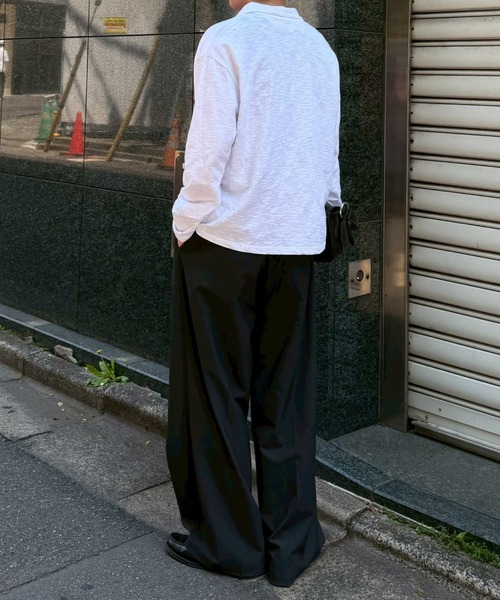 Chikashitsu +(チカシツプラス)の「【Chikashitsu +】sheer cotton polo long sleeve / 【チカシツプラス】シアーコットン長袖ポロシャツ<着用動画あり>(ポロシャツ・メンズ・チャコール/ホワイト/ブラック・ONE SIZE)」の15枚目の写真