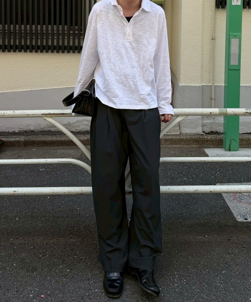 Chikashitsu +(チカシツプラス)の「【Chikashitsu +】sheer cotton polo long sleeve / 【チカシツプラス】シアーコットン長袖ポロシャツ<着用動画あり>(ポロシャツ・メンズ・チャコール/ホワイト/ブラック・ONE SIZE)」の19枚目の写真