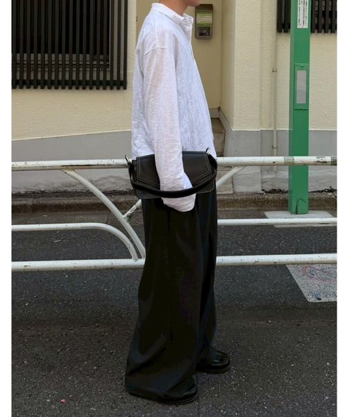 Chikashitsu +(チカシツプラス)の「【Chikashitsu +】sheer cotton polo long sleeve / 【チカシツプラス】シアーコットン長袖ポロシャツ<着用動画あり>(ポロシャツ・メンズ・チャコール/ホワイト/ブラック・ONE SIZE)」の22枚目の写真