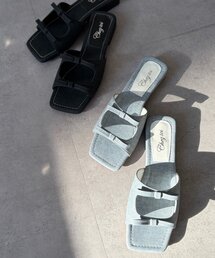 Chez toi | 細リボンスクエアミュール(サンダル)