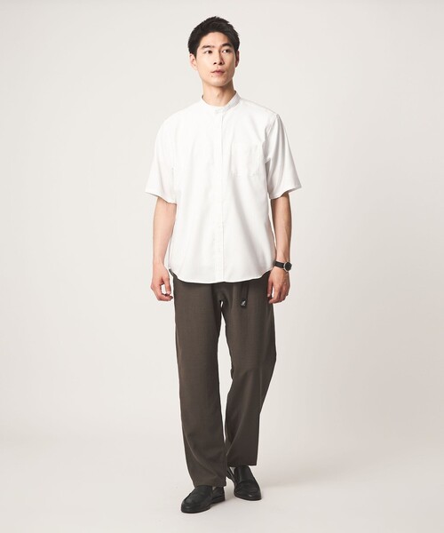 green label relaxing（グリーンレーベルリラクシング）の「W/R オックスフォード ストライプ バンドカラー 半袖 シャツ（シャツ/ブラウス・メンズ・ライトグレー/ホワイト/ダークブラウン/ライトブルー・L/S/XL/M）」の11枚目の写真