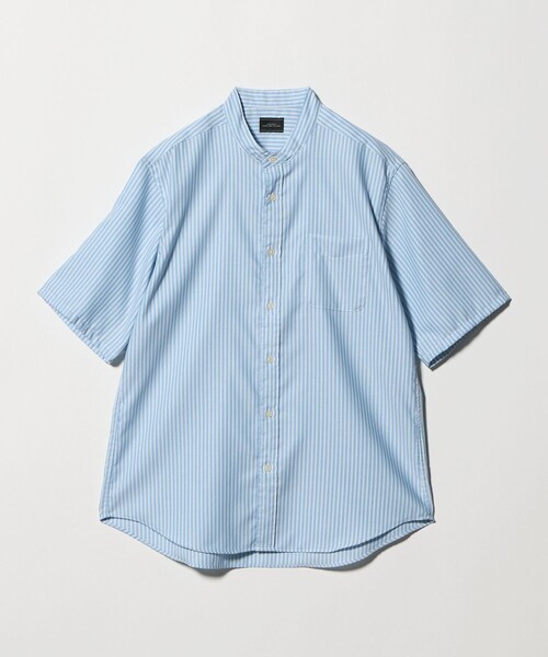 green label relaxing（グリーンレーベルリラクシング）の「W/R オックスフォード ストライプ バンドカラー 半袖 シャツ（シャツ/ブラウス・メンズ・ライトグレー/ホワイト/ダークブラウン/ライトブルー・L/S/XL/M）」の18枚目の写真