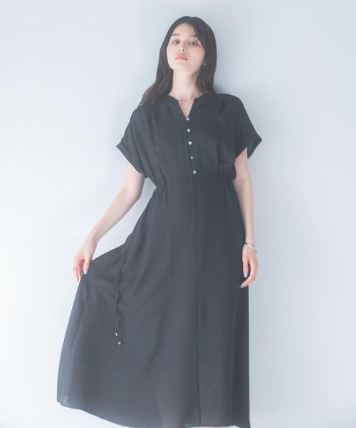 URBAN RESEARCH ROSSO WOMEN(アーバンリサーチ ロッソ)の「ウォッシャブルセミシアー2WAYネックワンピース(ワンピース・レディース・ブルー/ブラウン/ブラック・FREE)」の9枚目の写真