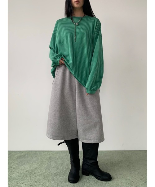 Didot.showroom（ディドット ショールーム）の「カーブライン バミューダ スウェットパンツ（スウェットパンツ・レディース・ブラック/スカイブルー/ブラウン/グレー・FREE）」の5枚目の写真