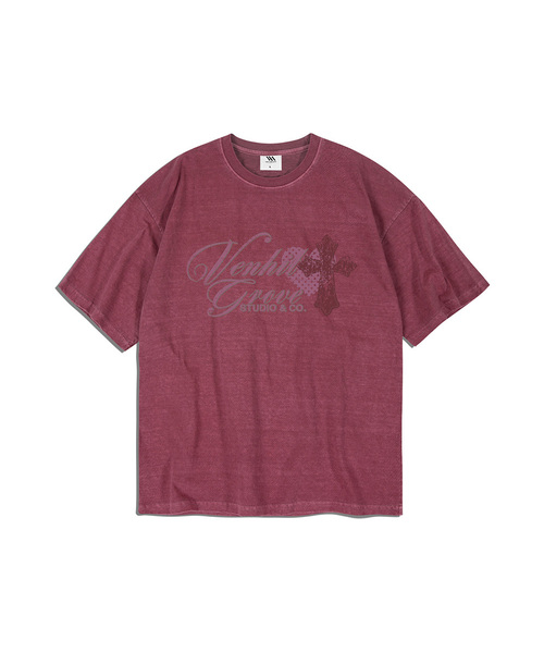 VENHIT(ベンヒット)の「クロスハート ピグメント半袖Tシャツ(Tシャツ/カットソー・レディース・ピンク/チャコール・MEDIUM/LARGE/X-LARGE)」の2枚目の写真