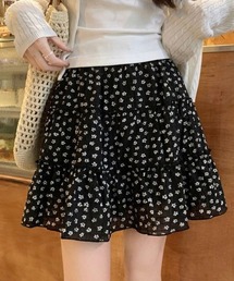 フラワーティアードミニスカート