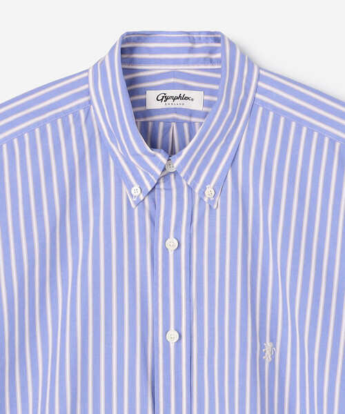 GYMPHLEX(ジムフレックス)の「Gymphlex | コットンポプリン ボタンダウン半袖シャツ STRIPE MEN(シャツ/ブラウス・メンズ・ブルー系その他・S/L/M)」の4枚目の写真