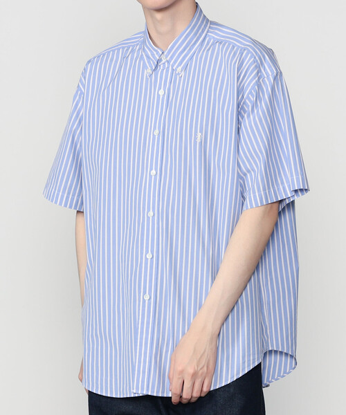 GYMPHLEX(ジムフレックス)の「Gymphlex | コットンポプリン ボタンダウン半袖シャツ STRIPE MEN(シャツ/ブラウス・メンズ・ブルー系その他・S/L/M)」の1枚目の写真