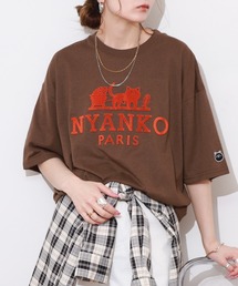 吸水速乾 UVカット ワイドシルエット ネコパロディ 半袖 Tシャツ