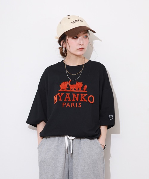 FUNALIVE(ファンアライブ)の「吸水速乾 UVカット ワイドシルエット ネコパロディ 半袖 Tシャツ(Tシャツ/カットソー・メンズ・ホワイト/ブラウン/ブラック・LL/L/M)」の1枚目の写真