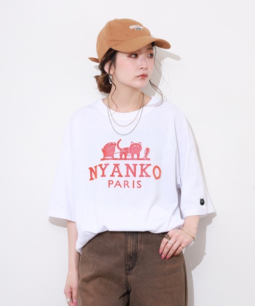 FUNALIVE(ファンアライブ)の「吸水速乾 UVカット ワイドシルエット ネコパロディ 半袖 Tシャツ(Tシャツ/カットソー・メンズ・ホワイト/ブラウン/ブラック・LL/L/M)」の4枚目の写真