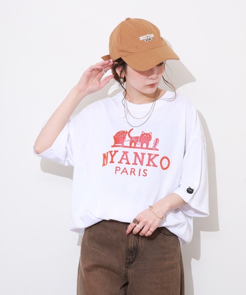 FUNALIVE(ファンアライブ)の「吸水速乾 UVカット ワイドシルエット ネコパロディ 半袖 Tシャツ(Tシャツ/カットソー・メンズ・ホワイト/ブラウン/ブラック・LL/L/M)」の5枚目の写真