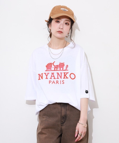 FUNALIVE(ファンアライブ)の「吸水速乾 UVカット ワイドシルエット ネコパロディ 半袖 Tシャツ(Tシャツ/カットソー・メンズ・ホワイト/ブラウン/ブラック・LL/L/M)」の7枚目の写真