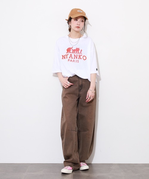 FUNALIVE(ファンアライブ)の「吸水速乾 UVカット ワイドシルエット ネコパロディ 半袖 Tシャツ(Tシャツ/カットソー・メンズ・ホワイト/ブラウン/ブラック・LL/L/M)」の8枚目の写真
