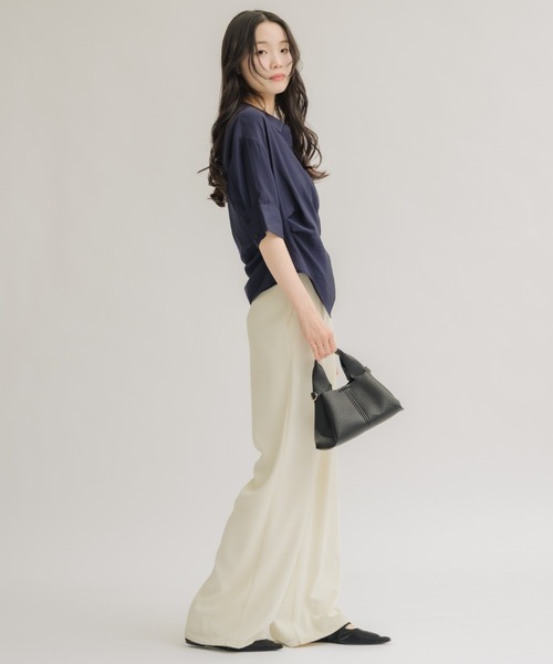 NEUNA(ヌナ)の「【着るだけでウエスト爆誕!!】カシュクールリボンハーフスリーブシャツ(シャツ/ブラウス・レディース・アイボリー/ネイビー・FREE)」の10枚目の写真