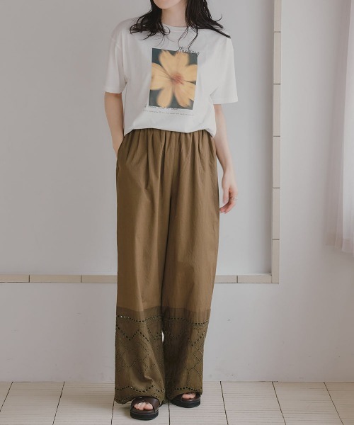 slattgir(スラットジール)の「高身長 綿100%裾刺しゅうパンツ(トールサイズ)Essenave(その他パンツ・レディース・ブラック/チャコール/カーキ・TM/TL/TLL/T3L/T4L/T5L)」の16枚目の写真