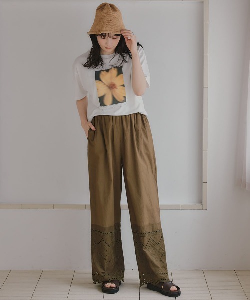 slattgir(スラットジール)の「高身長 綿100%裾刺しゅうパンツ(トールサイズ)Essenave(その他パンツ・レディース・ブラック/チャコール/カーキ・TM/TL/TLL/T3L/T4L/T5L)」の18枚目の写真