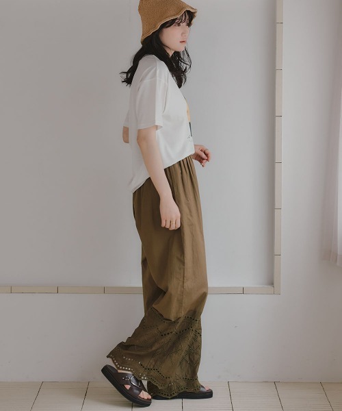 slattgir(スラットジール)の「高身長 綿100%裾刺しゅうパンツ(トールサイズ)Essenave(その他パンツ・レディース・ブラック/チャコール/カーキ・TM/TL/TLL/T3L/T4L/T5L)」の19枚目の写真