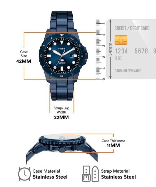 FOSSIL(フォッシル)の「フォッシル 腕時計 メンズ アナログ ステンレス FS6166(アナログ腕時計・メンズ・ブルー・FREE)」の6枚目の写真