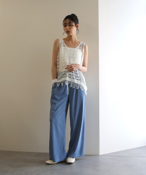 No one knows（ノーワンノーズ）の「ZOZO限定 透かし編みニットノースリーブプルオーバー(インナー付き)2点セット（アンサンブル・レディース・ホワイト・FREE）」の12枚目の写真
