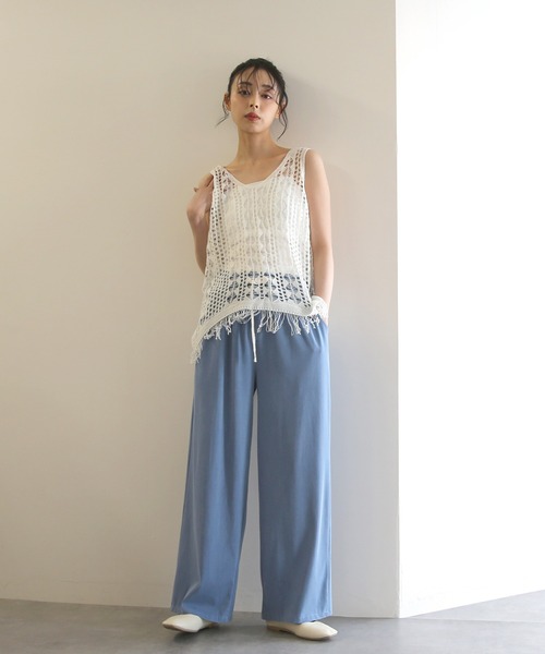 No one knows（ノーワンノーズ）の「ZOZO限定 透かし編みニットノースリーブプルオーバー(インナー付き)2点セット（アンサンブル・レディース・ホワイト・FREE）」の8枚目の写真