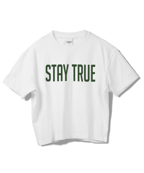 PRINOAR(プリノア)の「ステイトゥルー セミクロップ 半袖Tシャツ - ホワイト(Tシャツ/カットソー・レディース・ホワイト・SMALL/MEDIUM/LARGE)」の2枚目の写真