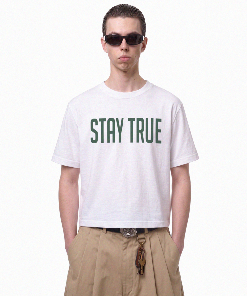 PRINOAR(プリノア)の「ステイトゥルー セミクロップ 半袖Tシャツ - ホワイト(Tシャツ/カットソー・レディース・ホワイト・SMALL/MEDIUM/LARGE)」の4枚目の写真