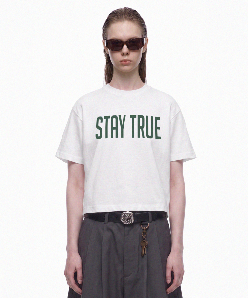PRINOAR(プリノア)の「ステイトゥルー セミクロップ 半袖Tシャツ - ホワイト(Tシャツ/カットソー・レディース・ホワイト・SMALL/MEDIUM/LARGE)」の5枚目の写真