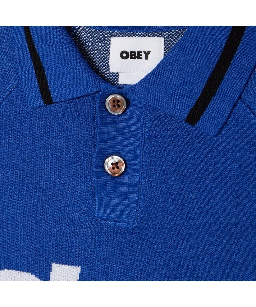OBEY(オベイ)の「OBEY SPORT POLO SWEATER(オベイ スポーツ ポロ セーター)(ニット/セーター・メンズ・ホワイト系/ブルー系・X-LARGE/MEDIUM/LARGE)」の6枚目の写真