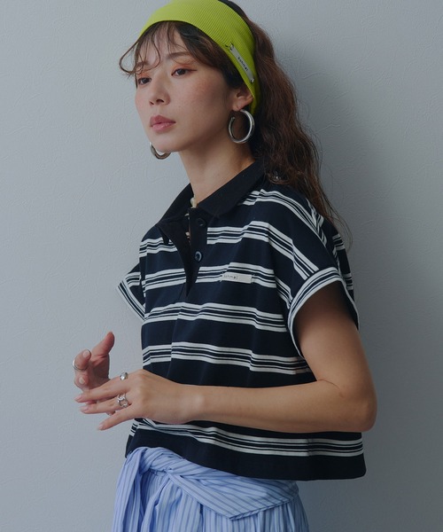 bohmal(ボマール)の「マルチボーダーポロTシャツ(Tシャツ/カットソー・レディース・ネイビー/レッド/ブラック・FREE)」の11枚目の写真