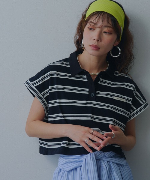 bohmal(ボマール)の「マルチボーダーポロTシャツ(Tシャツ/カットソー・レディース・ネイビー/レッド/ブラック・FREE)」の9枚目の写真