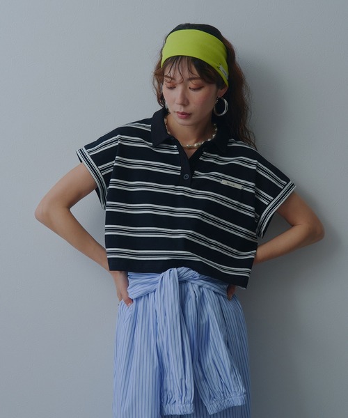bohmal(ボマール)の「マルチボーダーポロTシャツ(Tシャツ/カットソー・レディース・ネイビー/レッド/ブラック・FREE)」の8枚目の写真